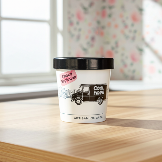 Choco Explosion ice cream pint by Cool Hope — small-batch, handcrafted in San Juan, Puerto Rico
Pinta de helado Choco Explosion de Cool Hope — producción artesanal en San Juan, Puerto Rico