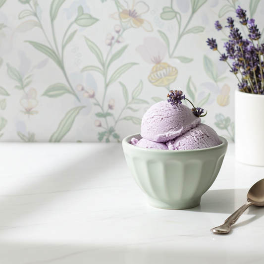 Scoops of Cool Hope honey lavender ice cream — small-batch, handcrafted in San Juan, Puerto Rico