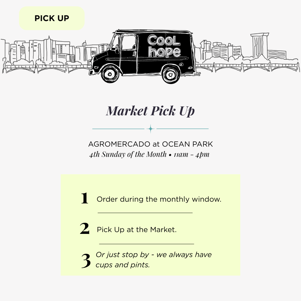 Cool Hope market pick up at Agromercado Ocean Park — every 4th Sunday of the month, 11am to 4pm, San Juan, Puerto Rico.
Recogido en el Agromercado Ocean Park con Cool Hope — cada cuarto domingo del mes, de 11am a 4pm, San Juan, Puerto Rico.