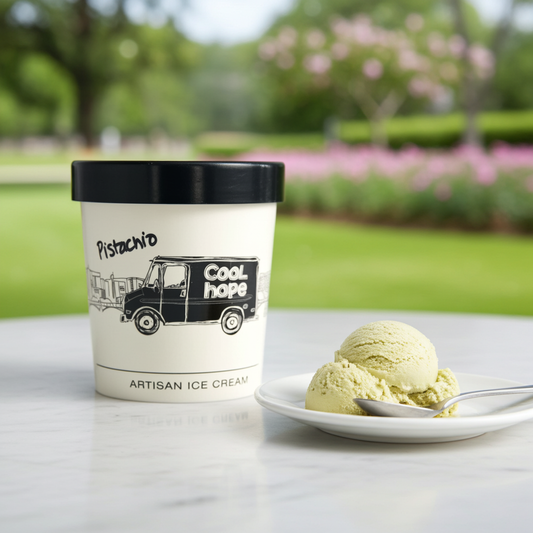Pistachio ice cream pint by Cool Hope — small-batch, handcrafted in Puerto Rico